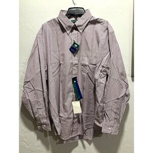 Claybrooke Men's Dress Shirt Purple/White Striped Pinpoint Cotton 18 34/35